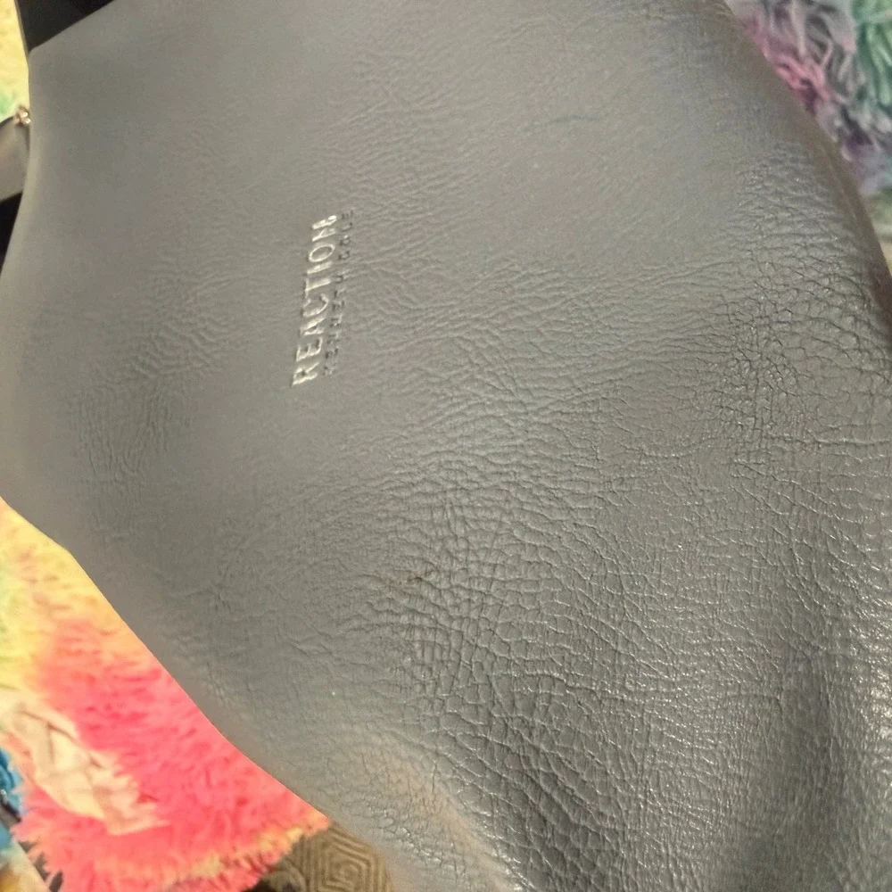 Kenneth Cole Reaction Satchel Women Medium Blue Gray Studded Tote Bag